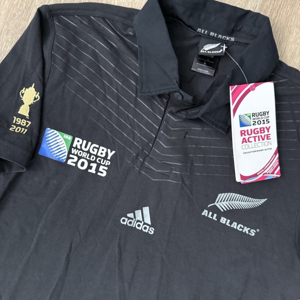 NWT Adidas All Blacks World Cup 2015 Rugby Jersey Polo Men's Large Black